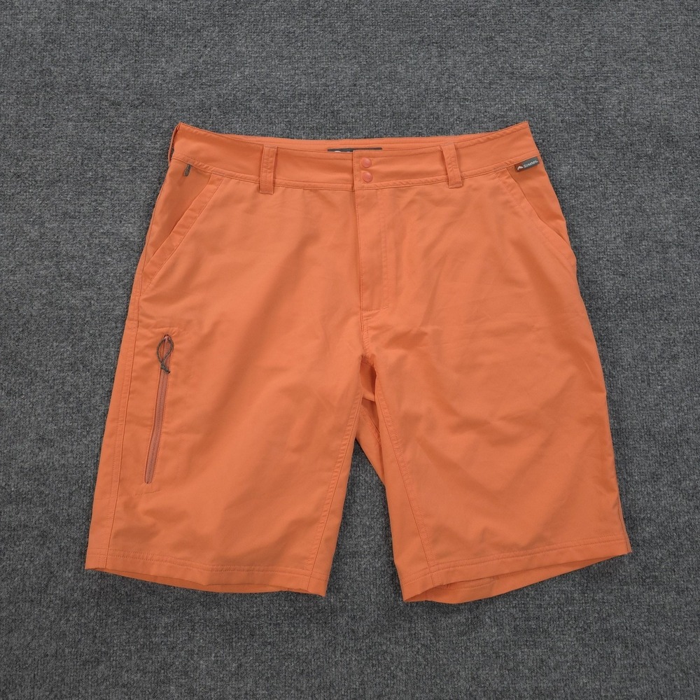 Simms Shorts Mens 36 Orange Stretch Quick Dry Fishing Performance Lightweight